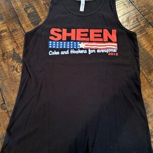 Faded Glory Black Tank Top with Red and White Graphics